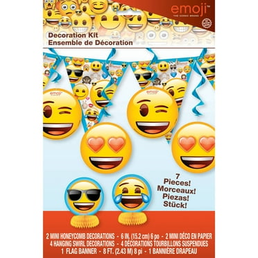 Unique Industries Emoji Multi-color Animation Birthday Party Decoration Kits, (7 Pieces)
