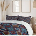 thumbnail image 6 of Ambesonne Aztec Duvet Cover Set, Folk Motifs in Vivid Colors, 2-Calking, Night Blue Multicolor, 6 of 7
