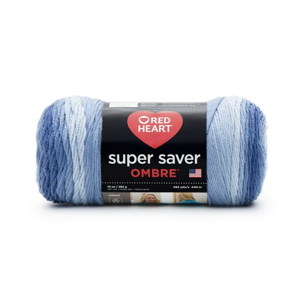 Red Heart Super Saver Ombre Medium Acrylic True Blue Yarn, yd - Walmart .com