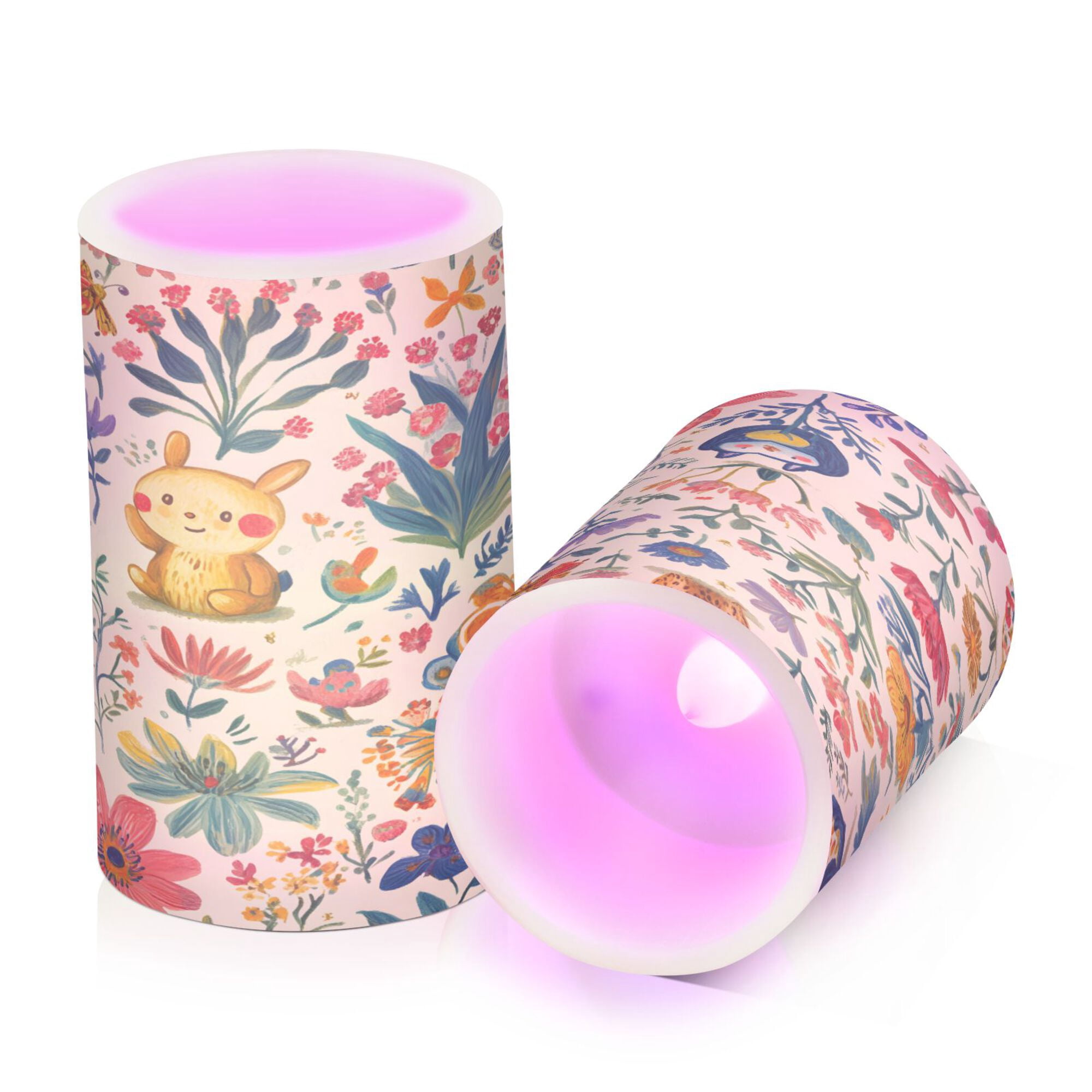 Yayeee Flameless Candles with Remote Flickering Battery Operated Multi Color Changing, Floral Animals