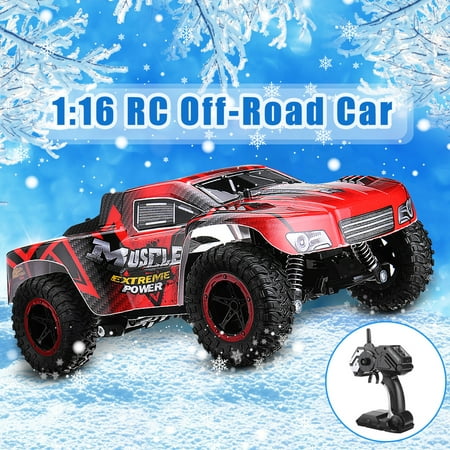 MECO 1/16 RC Truck 2.4Ghz 2WD High Speed Off-road Car Short Course Truck Red Kid Toy Birthday