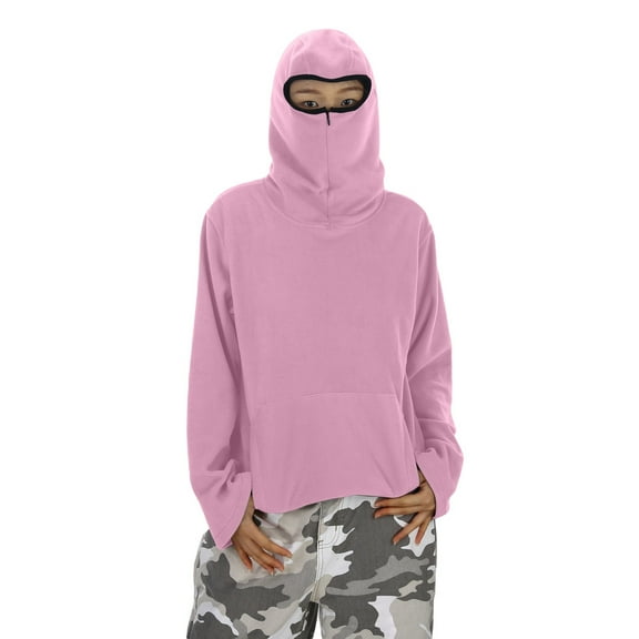 Kids Girls Boys Hoodie with Mask Long Sleeve Soft Sweatshirts Top Hoodie Winter Hoodies 6-7 Years Girls Clothes