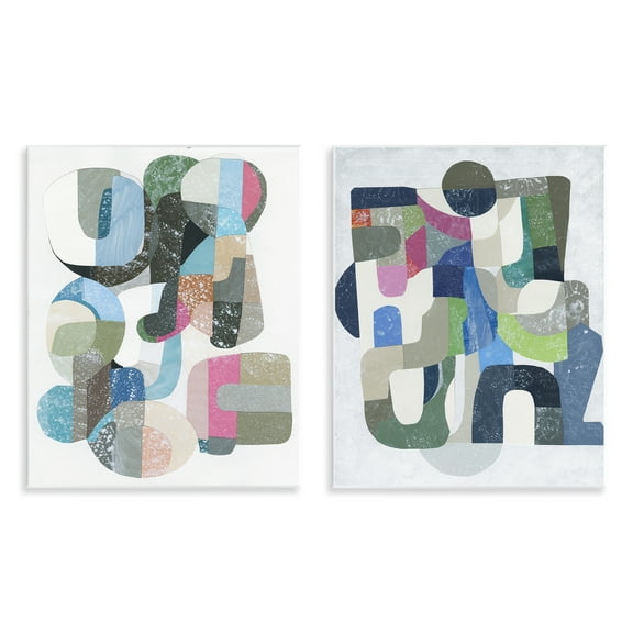 Stupell Industries Retro Pastel Geometrics Geometric Painting Unframed Art Print Wall Art, 11 x 14, Set of 2