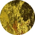 thumbnail image 1 of Ahgly Company Machine Washable Indoor Round Oriental Yellow Industrial Area Rugs, 3' Round, 1 of 4