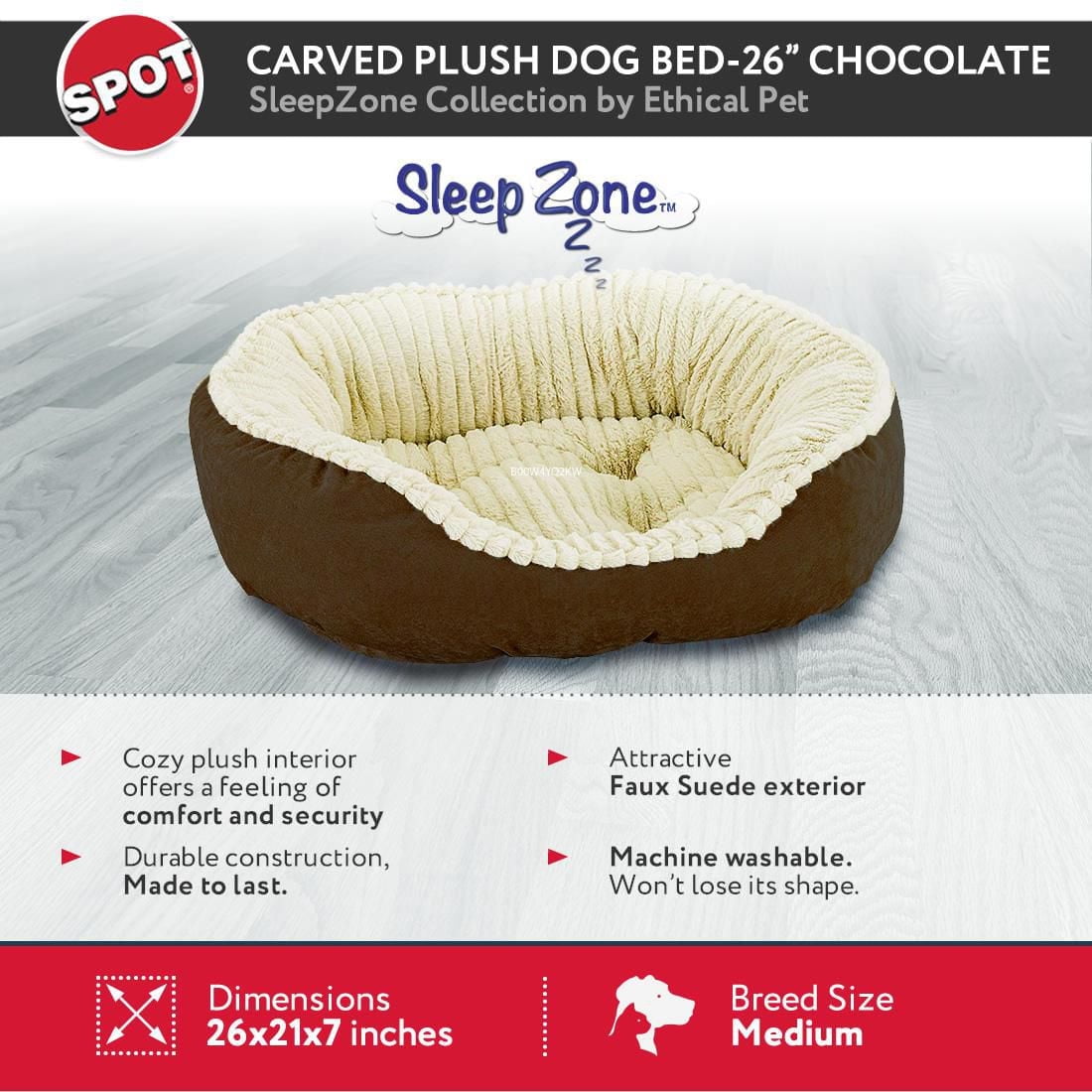 Sleep Zone Carved Plush Dog Bed