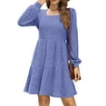 thumbnail image 3 of Fantaslook Fall Dresses for Women Square Neck Long Sleeve Dresses Casual Babydoll Sweater Dress, 3 of 9