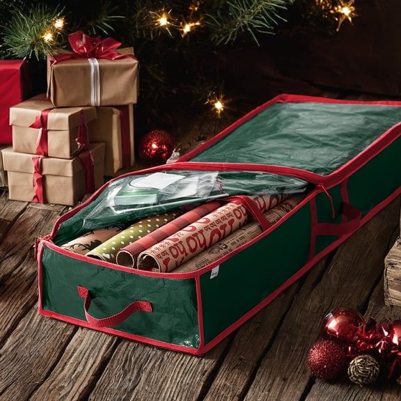 Green Christmas Storage bag,40-Inch Waterproof Plastic Holiday Storage Bag - Durable Dustproof & Wear-Resistant Underbed Organizer with Multiple Interior Pockets & Zipper Closure for Christmas
