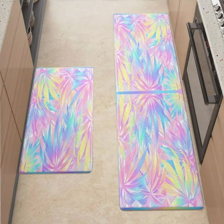 

Anti Fatigue Kitchen Mat Colorful Tropical Plant Kitchen Rugs Non Slip Cushioned Standing Mat for Sink Floor Laundry Office Desk Pro 17.3 x 59