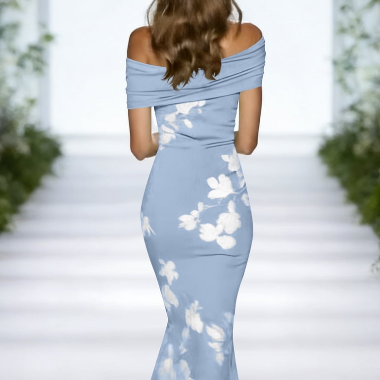 ladies blue floral dress In Your Happy Place Light Dress, Large - The Mint Julep Boutique Nina by Oh Pretty Milla Women's Blue Hydrangea Strapped
