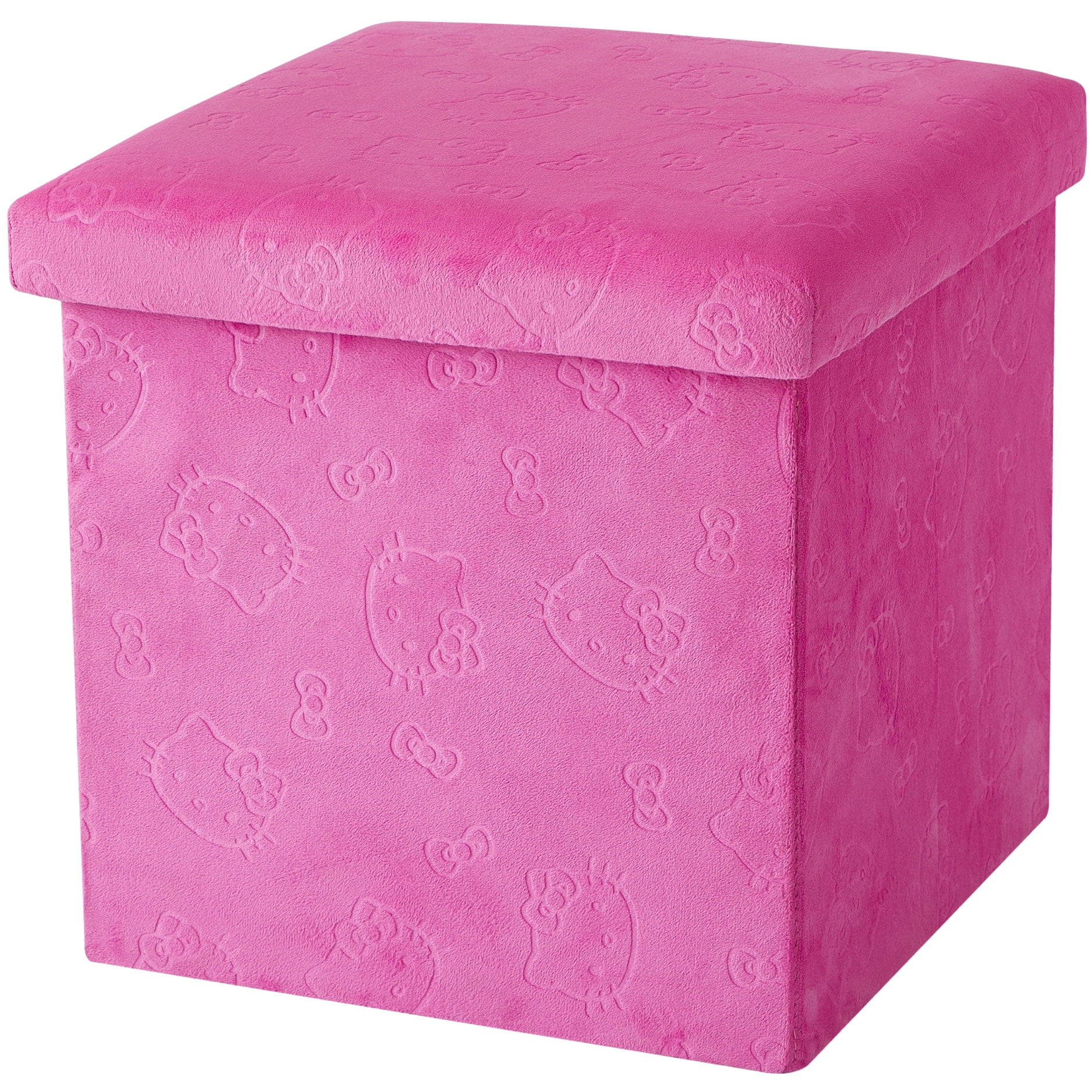 Hello Kitty Kids' Embossed Storage Ottoman, 15 x 15 x 15 Inches, Pink