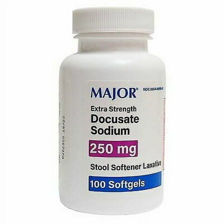 Major Extra Strength Docusate Sodium 250 mg Stool Softener Laxative Softgels, 100 Ea, 2 Pack
