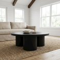 thumbnail image 2 of Black Solid and Manufactured Wood Round Coffee Table with Durable Finish, 2 of 6