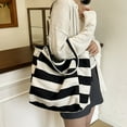 thumbnail image 4 of CHUMUD Striped Canvas Tote Handbag for Women Vertical Stripe Large Capacity Shoulder Bag for Shopping Travel, 4 of 6