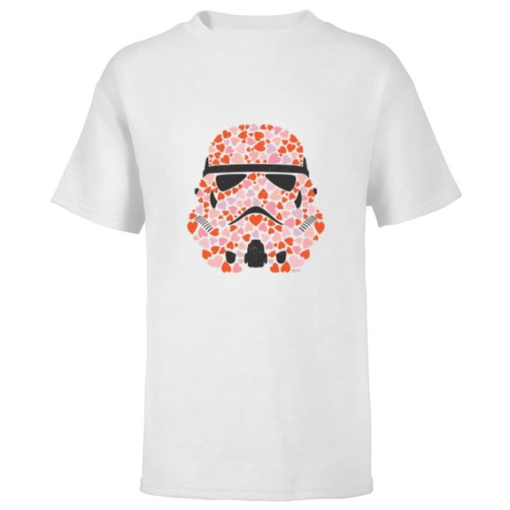 Star Wars Imperial Stormtrooper Helmet Valentine Hearts - Short Sleeve T-Shirt for Kids - Customized-White