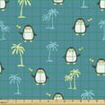 thumbnail image 2 of Ambesonne Tropical Fabric by the Yard Upholstery, Penguins and Palm Trees, 10 Yards, Sea Blue Multicolor, 2 of 5