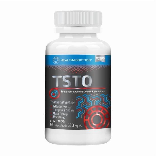 HEALTHADDICTION – TSTO – Tongkat Ali, Tribulus, L–Arginina, Maca y Zinc – Suplemento Alimenticio Masculino de 630 mg – Fórmula Funcional para Estilo de Vida Activo – 60 cápsulas