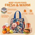 thumbnail image 5 of Pioneer Flower Floral Print Pattern Insulated Lunch Bag for Women & Adults,Large Portable Soft Cooler Lunch Bag,Thermal Food Storage Tote with Pearl Cotton,8.66L,8.75x5.75x9.5 Inch, 5 of 6