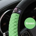 thumbnail image 4 of Bling Car Steering Wheel Cover, 15 Inch Rhinestones Soft Leather Elastic Steering Wheel Protector, Sparkly Crystal Diamond for Women Girls (Green), 4 of 10