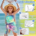 thumbnail image 4 of Xixirimido Vibrant Mermaid Scale Print Girls Swimsuits Set One Piece Swimsuit with Mesh Cover Up Quick Dry Summer Bathing Suit with Adjustable Strap & Removable Bra, Size 9-10 Years, 4 of 7