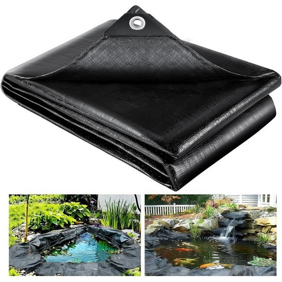 Antqov Black Tarp Waterproof 10x13ft Liner Black Pondss Skin for Outdoor Pondss Waterfalls Pool Cover Cloth Canvas Tarp