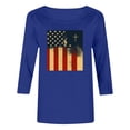 thumbnail image 4 of Wo-Fusoul T-Shirt pour Femmes, Haut à Col Rond Imprimé à Manches Trois Quarts, Chemise Décontractée à Manches 3/4, 4 of 6