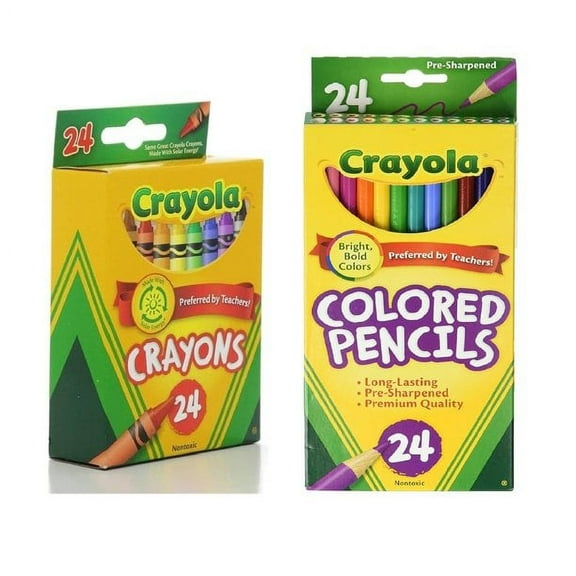 Crayola Crayons Box, & Crayola Classic Colored Pencils, 24 Count's, 2 Pack
