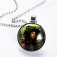 thumbnail image 2 of Saint Patrick's Day Elegant Glass Circular Pendant Necklace - Handcrafted Jewelry for Women, 2 of 5