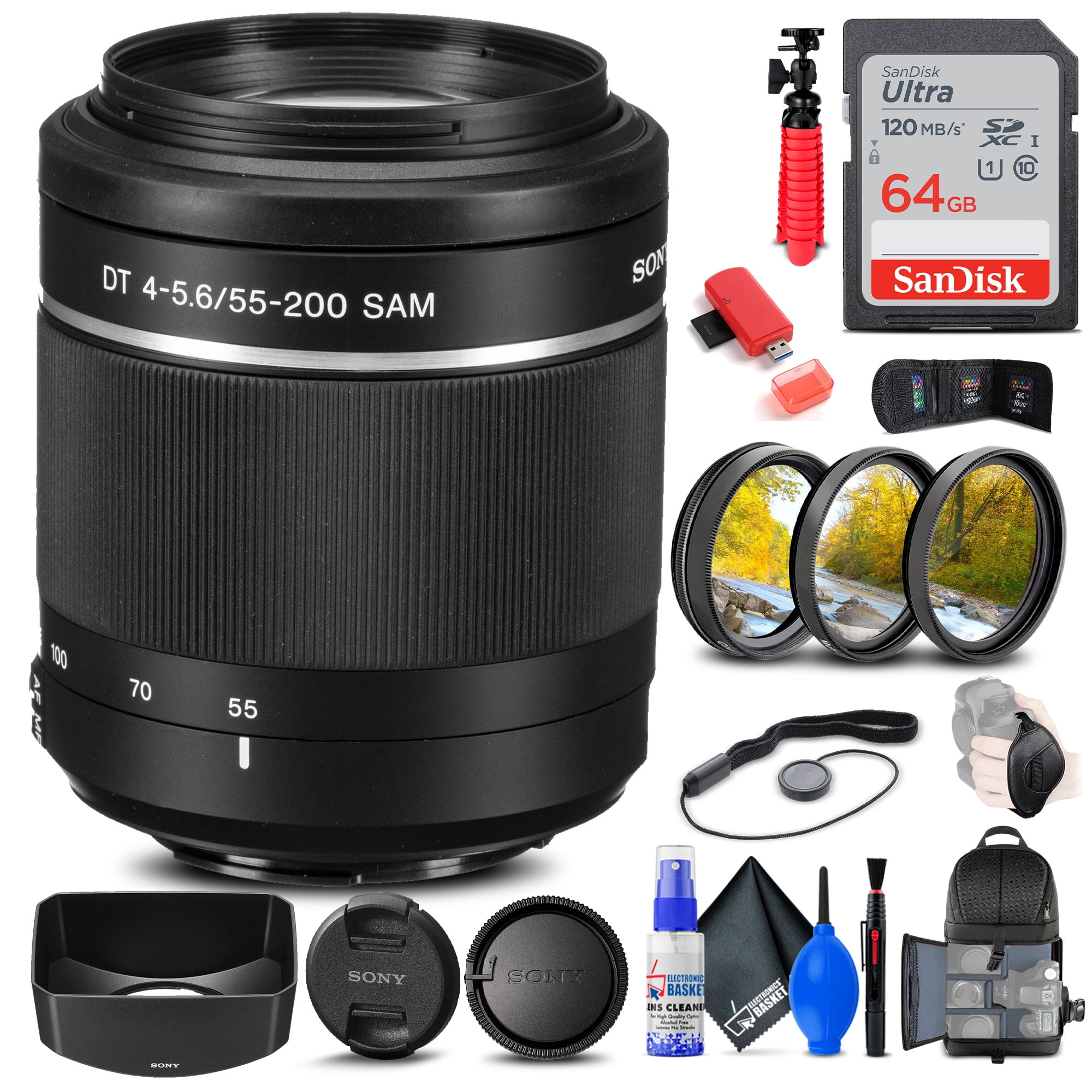 55mm 2X Tele-Photo Lens for Sony Alpha DT 18-55mm 18-70mm 50mm 75-300mm 55-200mm 