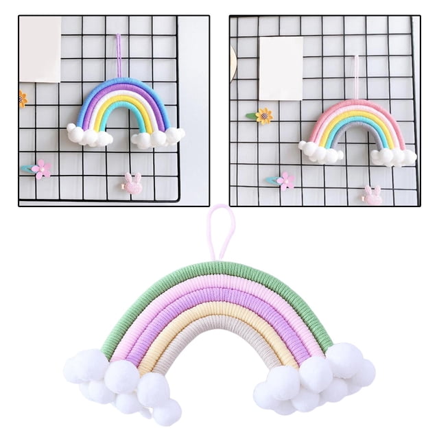 Macramé íris para Colgar en para Dormitorio, Guardería, Bebés, , Habitaciones, Sala de Juegos, , Pequeño, Tapiz, Cuerda, Tej D BLESIY Tapiz arcoiris