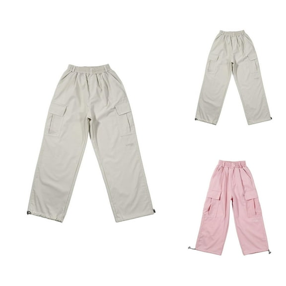 Girls Sweatpants Solid Color Sweatpants Cargo Pants For Girls Cargo Jogger Pants Casual Girl's Elastic Waist Cargo Pants With Pockets