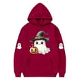 thumbnail image 4 of SERTG Children Halloween Printed Hooded Tops Long Sleeved Sweatshirt with Pockets Fleece Top Hooded Sweatshirt for Girls 3-14 Years(Red,5-6 Years), 4 of 4
