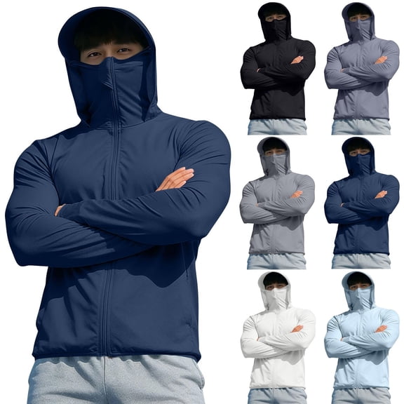 Men's Sunscreen Hoodie Quick Dry Nylon Spandex Fishing Shirt Long Sleeve Hooded Top UPF 50 Breathable Outdoor Hiking Running Travel Summer Activewear | Zenithor,Black L