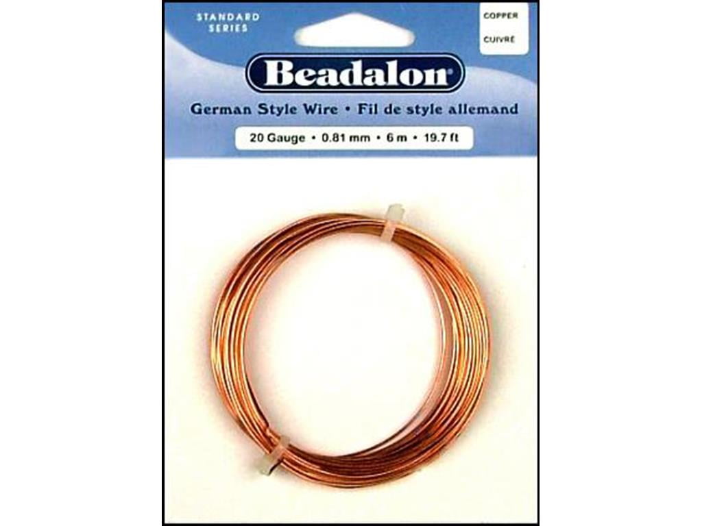180CU-020 BEADALON GERMAN STYLE WIRE RND 20GA COPPER 6M