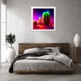thumbnail image 3 of Stephen Chambers 26x26 White Modern Wood Framed Wall Art Titled - Unreal Neon Cactus, 3 of 6