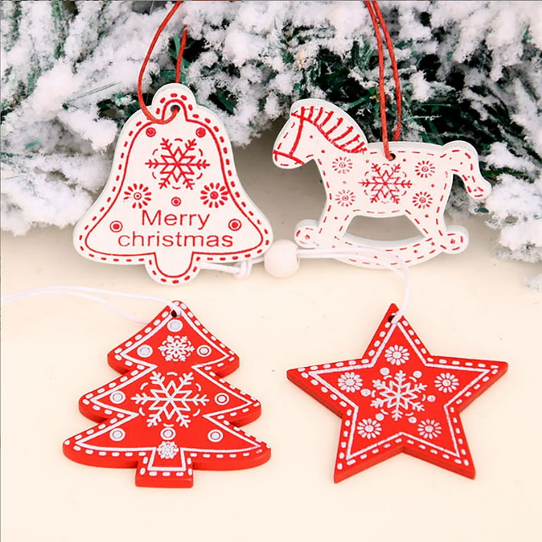 12 Pieces Christmas Tree Ornaments Victorian Style Wood