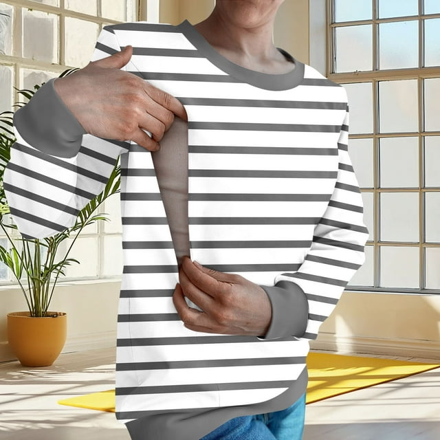 Hauts pour Femmes, Chandail à Capuchon/chemise d'Allaitement à Manches Longues d'Hiver à Fermeture Éclair et Col Rond pour Femmes, Cadeaux des Fêtes, TG