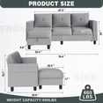 thumbnail image 5 of Walusnnu L-Shaped Sectional Sofa Couch, 3-Seat Convertible Sofa with Reversible Chaise, Modern Linen Fabric Couches for Living Room, Apartment and Small Space, Light Gray, 5 of 11