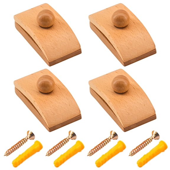 4 Pack Beech Wood Wide Quilt Hangers for Wall – 3.1" Wooden Rug & Blanket Clips with Expansion Screws, Large Tapestry Hanger for Wall Display, Rustic Home Decor