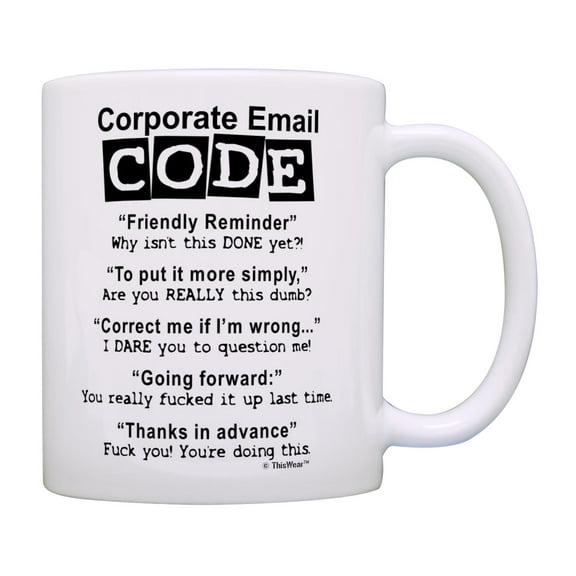 ThisWear Coworker Boss Sarcastic Corporate Email Code Coffee Mug