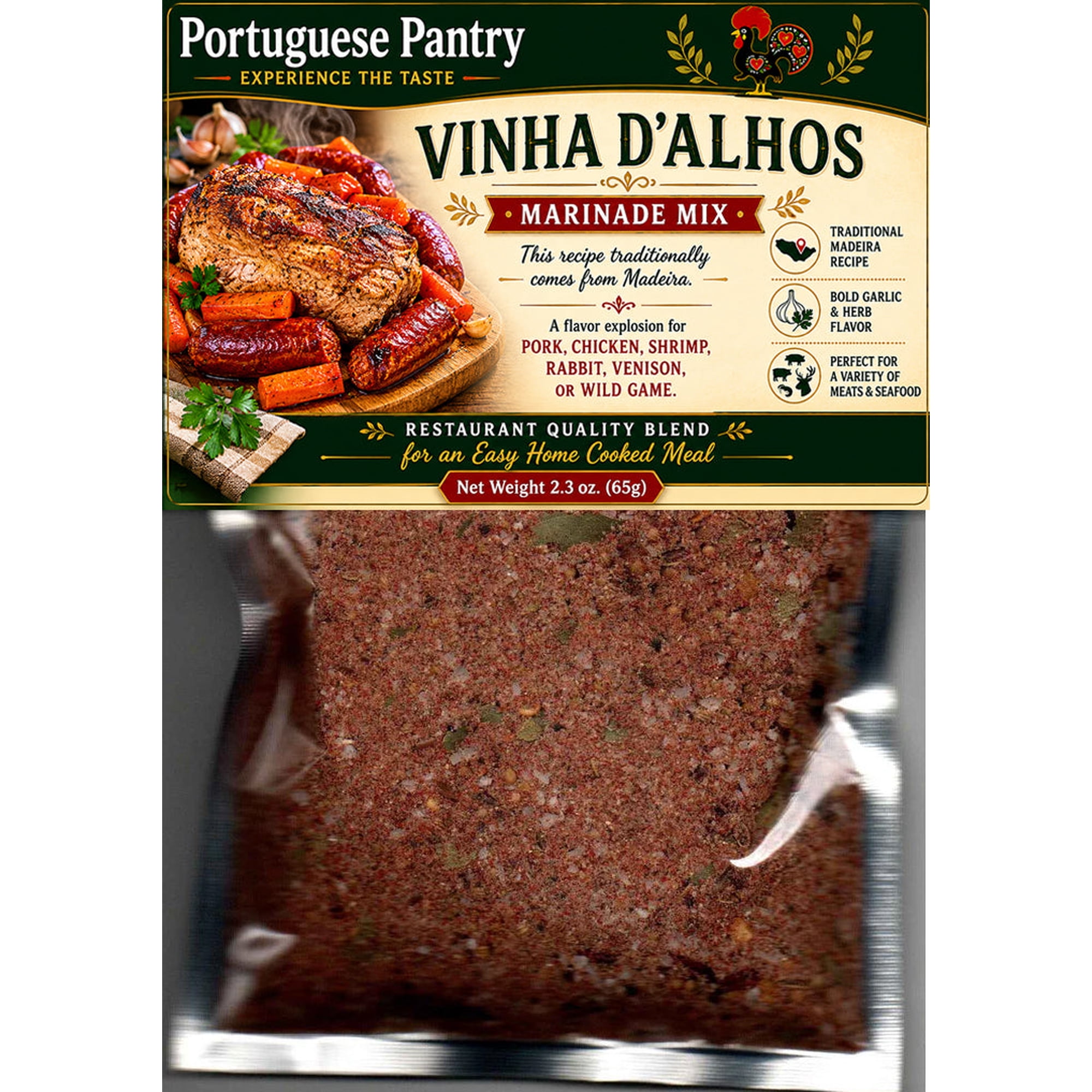 Portuguese Pantry Vinha d Alho Portuguese Garlic Marinade Seasoning Mix Gluten-Free 1-Pack 2.3 oz (65g)