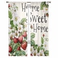 thumbnail image 2 of Strawberry Semi Sheer Curtains 63 Inch Length 2 Panels Set, Summer Fruits Spring Floral Botanical Sheer Kitchen Curtain Privacy Voile Window Curtain for Living Room Bedroom Rod Pocket Drapes, 2 of 7
