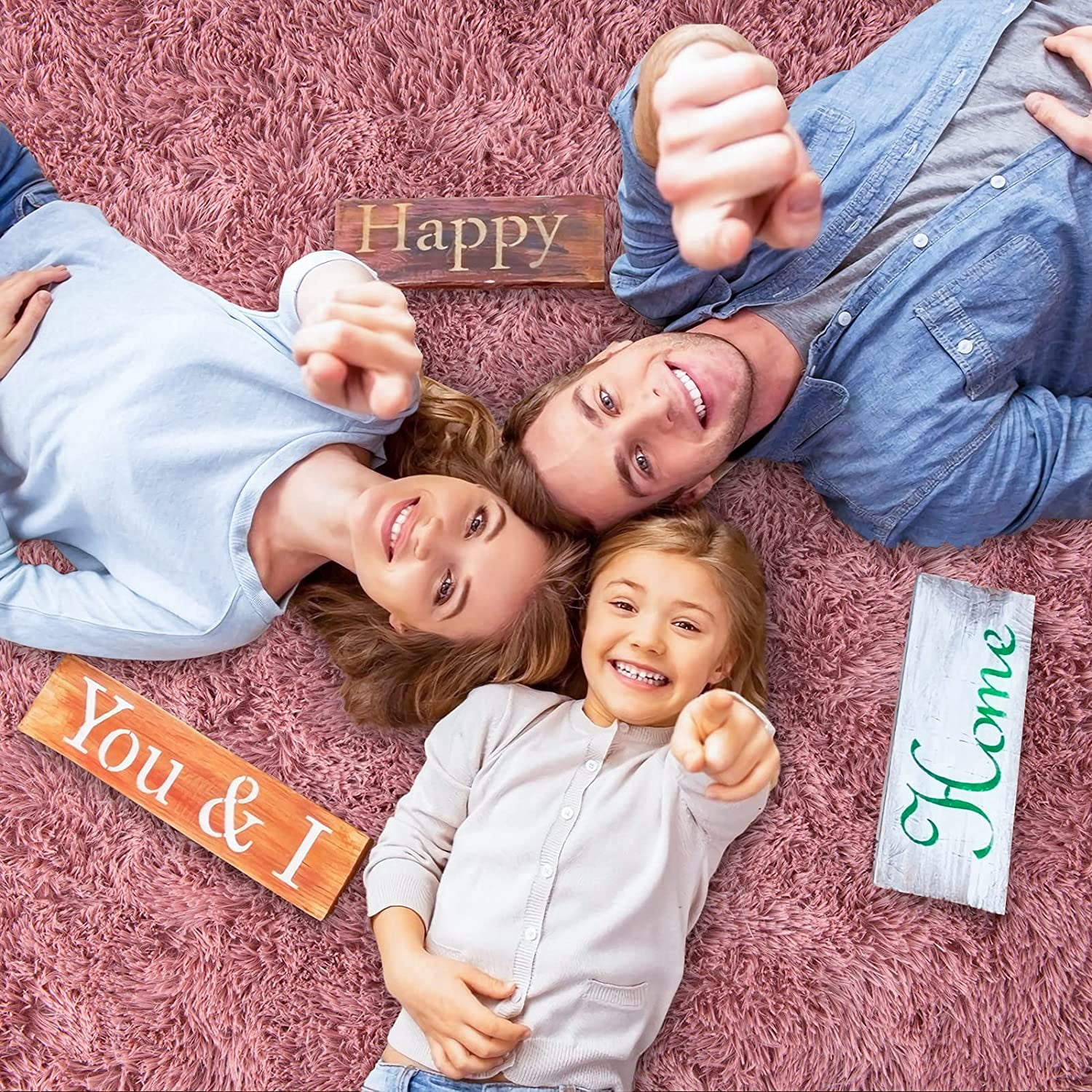 Dwelke Ultra Fluffy Rug Indoor Plush Soft Carpet for Living Room Anti-Skid Durable Area Rug 4x5.3ft Blush