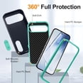 thumbnail image 2 of ELEHOLD for Google Pixel 9 Pro XL Rugged Protective Case Multi Layer Shockproof Hidden Kickstand Hybrid Silicone Hard PC Cover for Google Pixel 9 Pro XL,Darkblue+Mint, 2 of 8