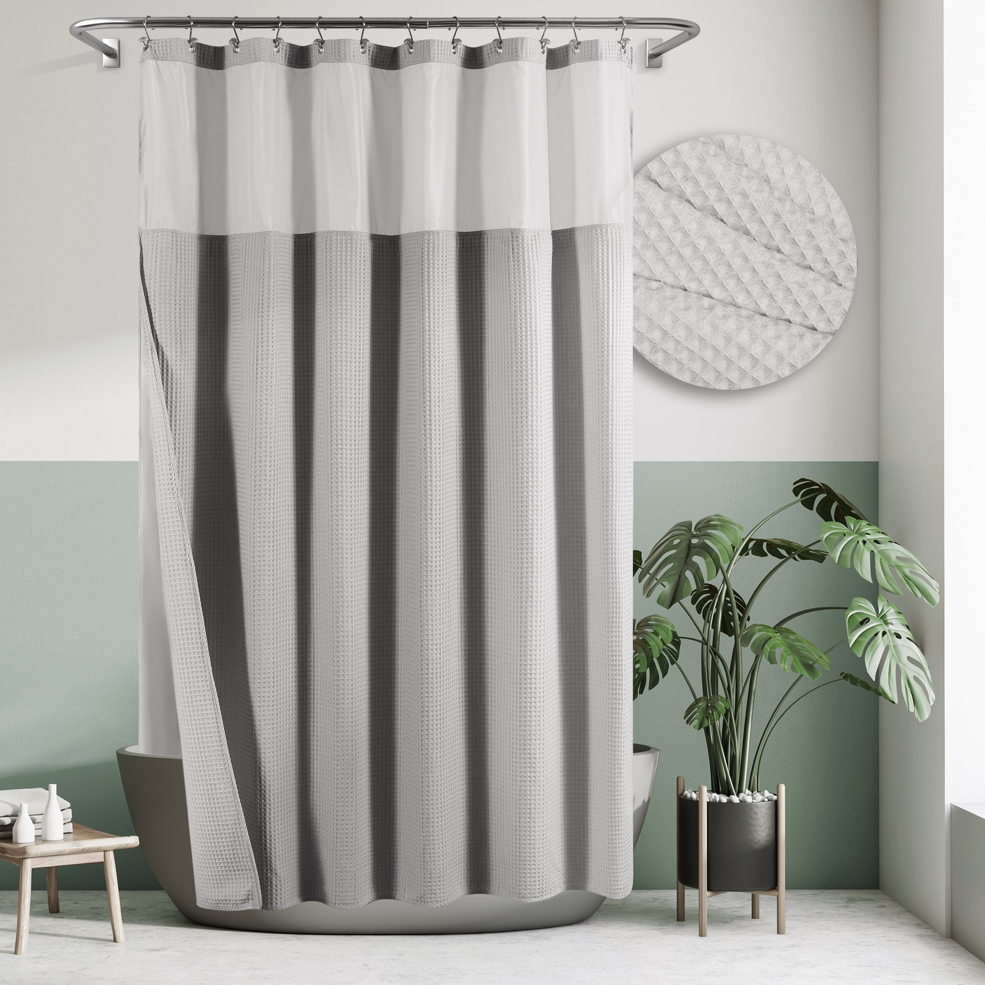 Barossa Design Cotton Blend Waffle Weave Shower Curtain with Snapin