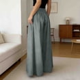 thumbnail image 5 of Mifsaly High Waisted Wide Leg Palazzo Pants Women Button Down Front Smocked Flowy Pant with Pockets Loose Fit Casual Summer Beach Vacation Clothes, 5 of 6