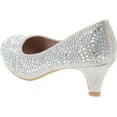 thumbnail image 3 of Forever Link Jemma-31 Womens Almond Toe Med Low Kitten Heel Jeweled Rhinestone Crystal Slide Slip On Pump Shoes, 3 of 7