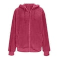 thumbnail image 6 of Miluxas Women's Plush Hooded Jacket Long Sleeve Full Zip Solid Outerwear Soft Warm Jacket with Side Pockets Hot Pink M(M), 6 of 7