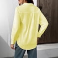 thumbnail image 2 of Satingcolo Gauze Shirts for Women Button Down Dress Blouses Summer Cozy Long Sleeve Textured Collared Fall Work Cruise Outfits Yellow 2XL, 2 of 2