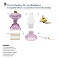 thumbnail image 3 of Light Of Mine Princess Feather Oil Lamp Ornate Decorative Antique Pedestal Style Glass Oil Hurricane Lamp Clear with 3/4" Wick roll (Pink 10" Shade), 3 of 7