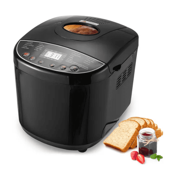 Compact Automatic Dough Machine 2LB 19-in-1 Bread Maker 3 Crust Colors Nonstick